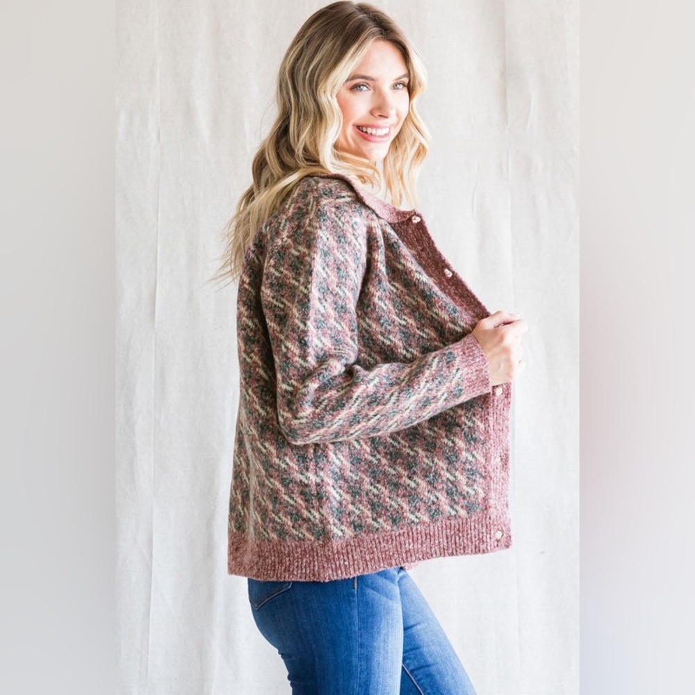 🍁 💠 NWT Hidden Houndstooth Cardigan - Picture 7 of 8